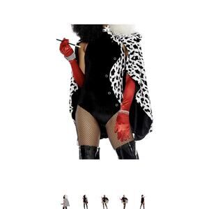 Sexy Forplay DeVilish Black & White Bodysuit Cruella Villain Costume 3 Piece -